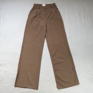 Princess Polly Archer Pants Size US 2 Brown High Rise Straight Leg Pleat Trouser